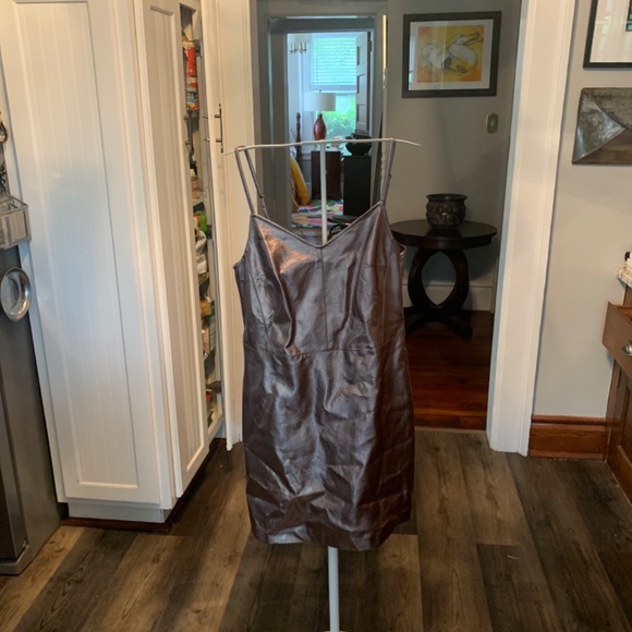 1.State the curator metallic faux leather‎ gold dress. Worn 1x - Picture 3 of 6